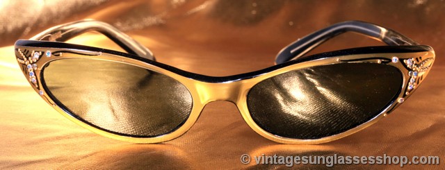 1950s French Rhinestone Cat Eye Sunglasses
